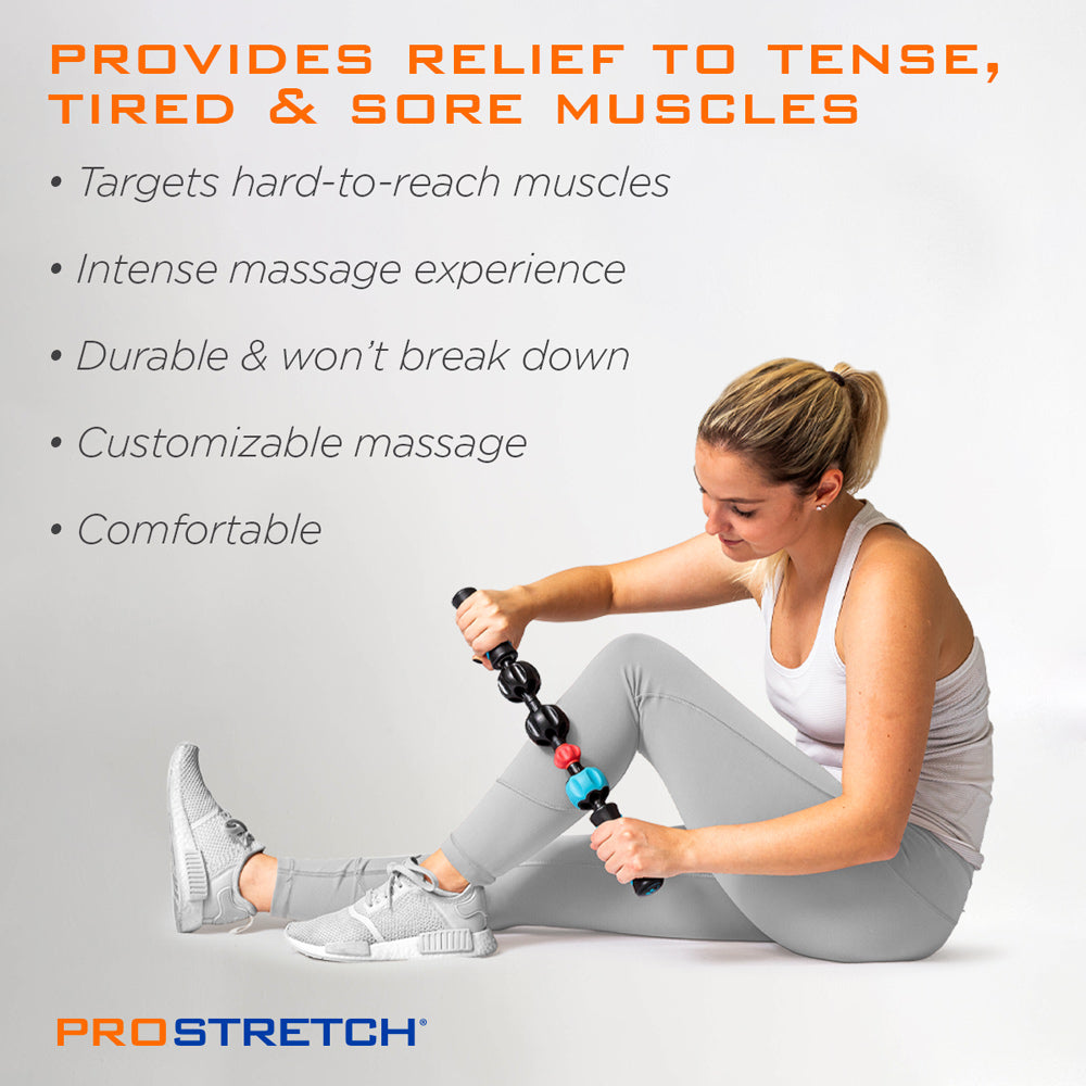 Lady massaging calf with the ProStretch Type X2 Stick Massage Roller