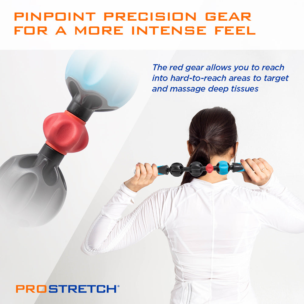 massaging neck using the ProStretch Type X2 Stick Massage Roller precision gear