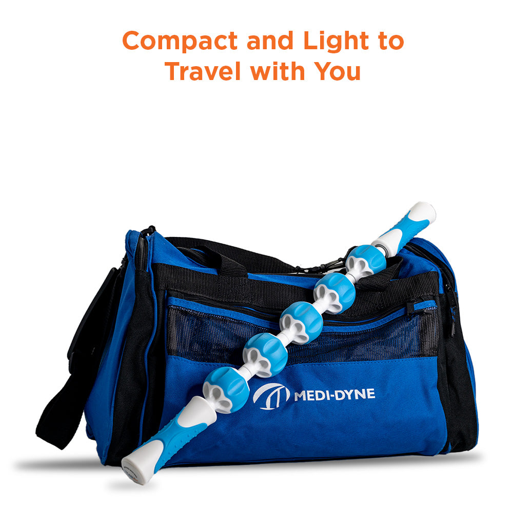 ProStretch Type A+ Stick Massage Roller and a gym bag