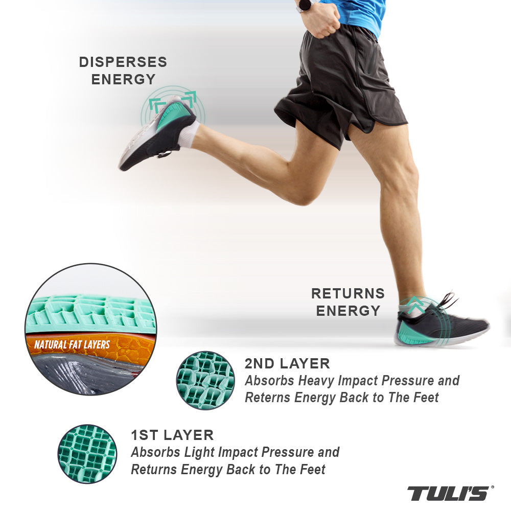 Runner wearing Tuli's Heavy Duty Heel Cups