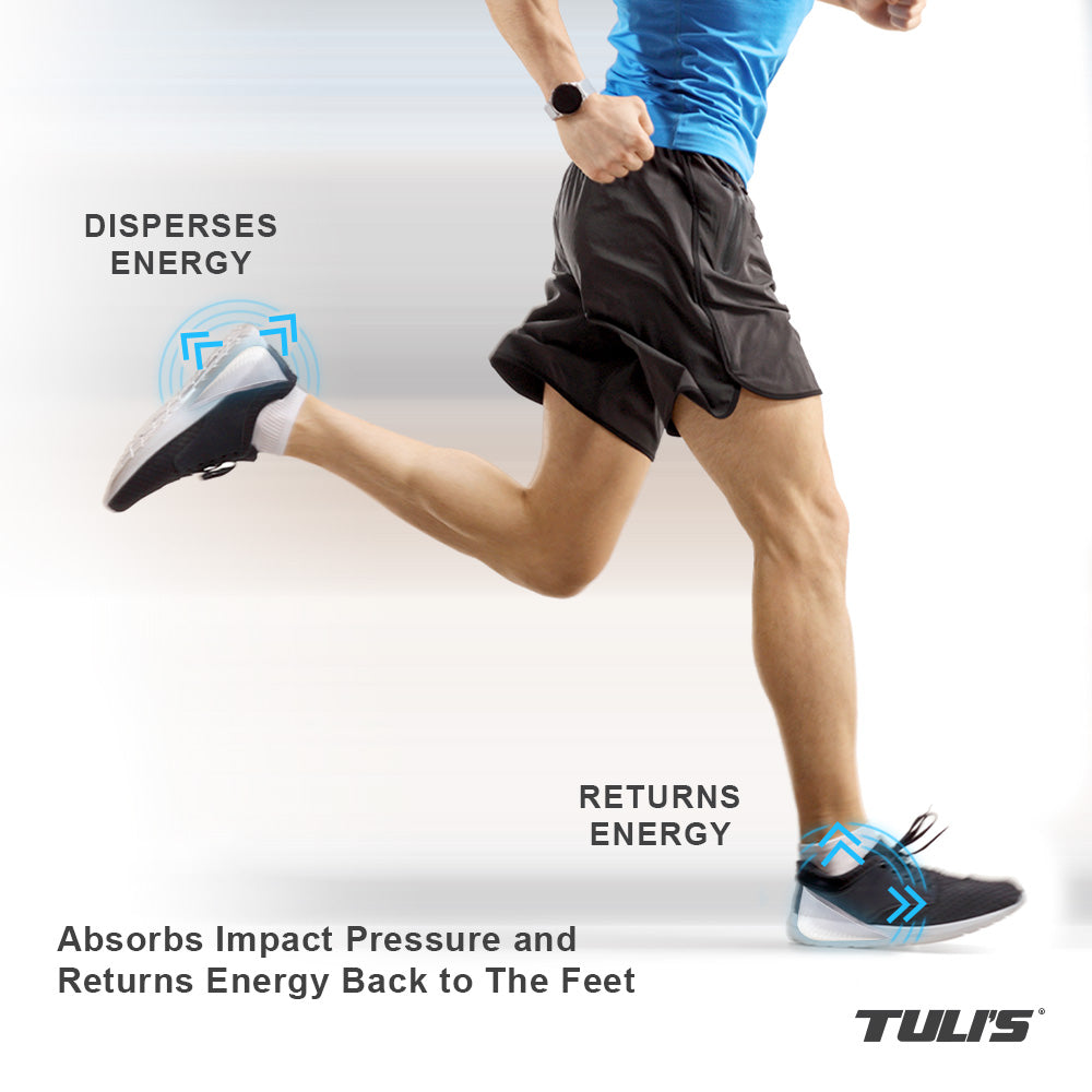 Runner wearing Tuli's Classic GEL Heel Cups