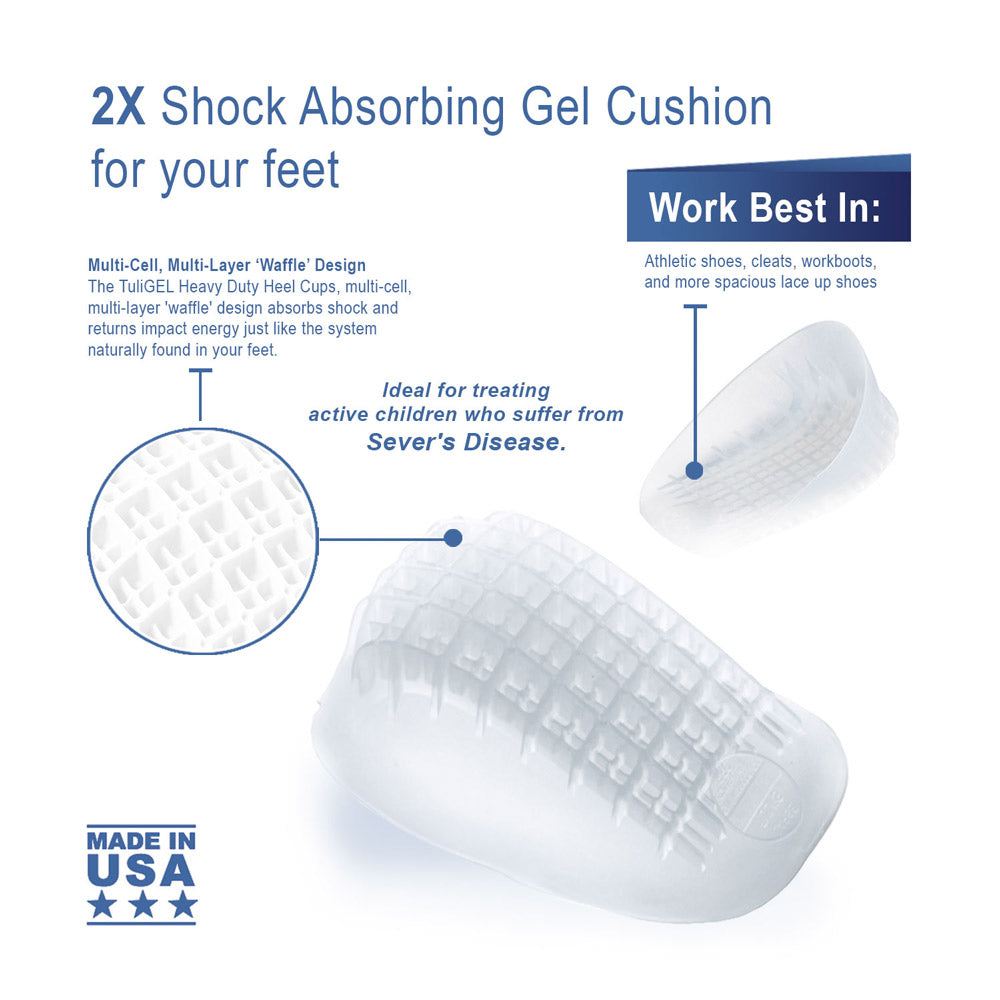 Tuli's Heavy Duty GEL Heel Cups shock absorption design