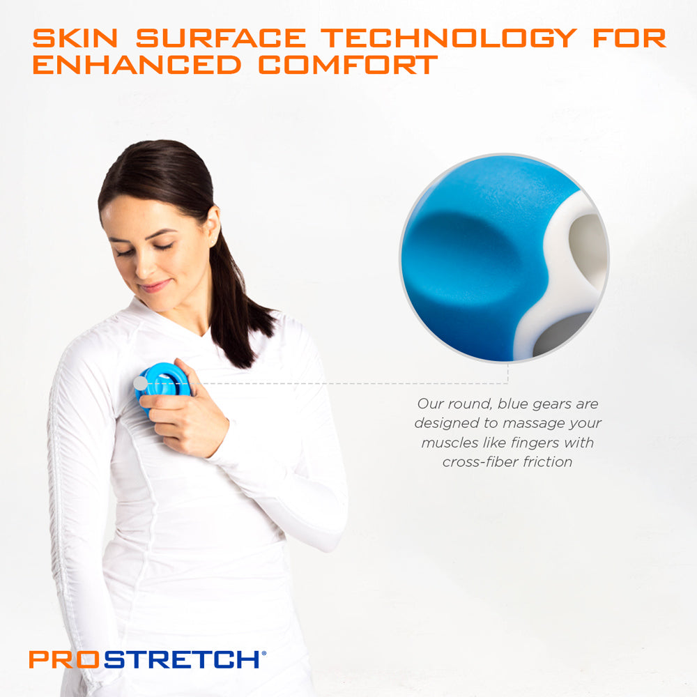 Lady massaging arm with massage ball