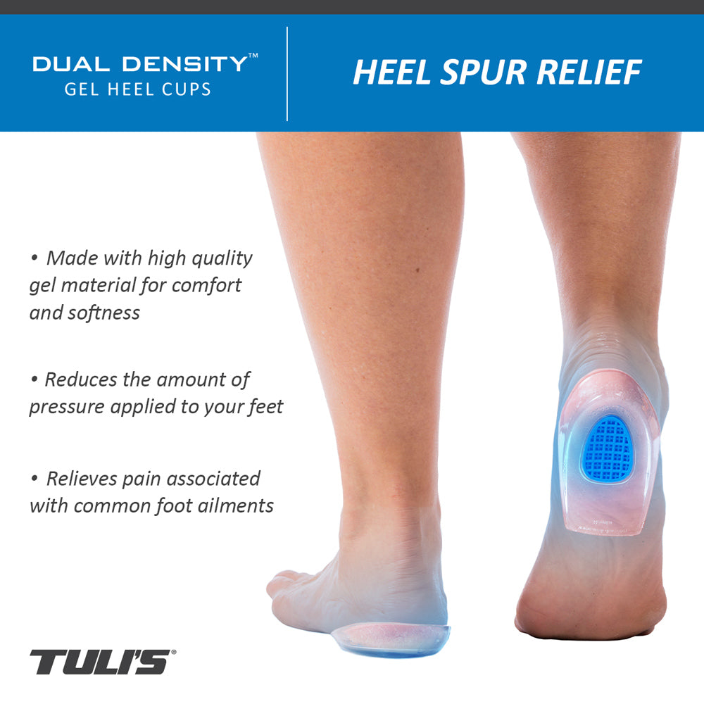 A laddy lower leg wearing Tuli's Dual Density Heel Cups