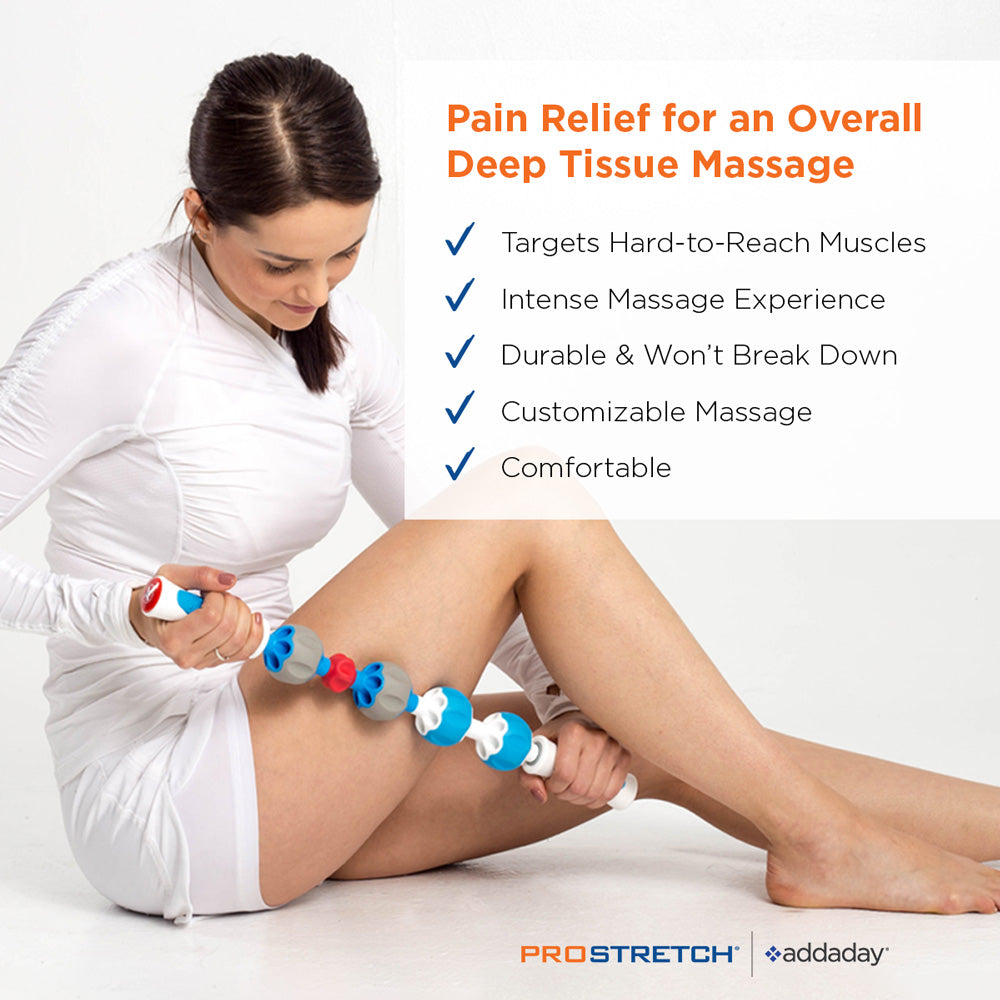 Lady massaging leg with the Pro Stick Massage Roller
