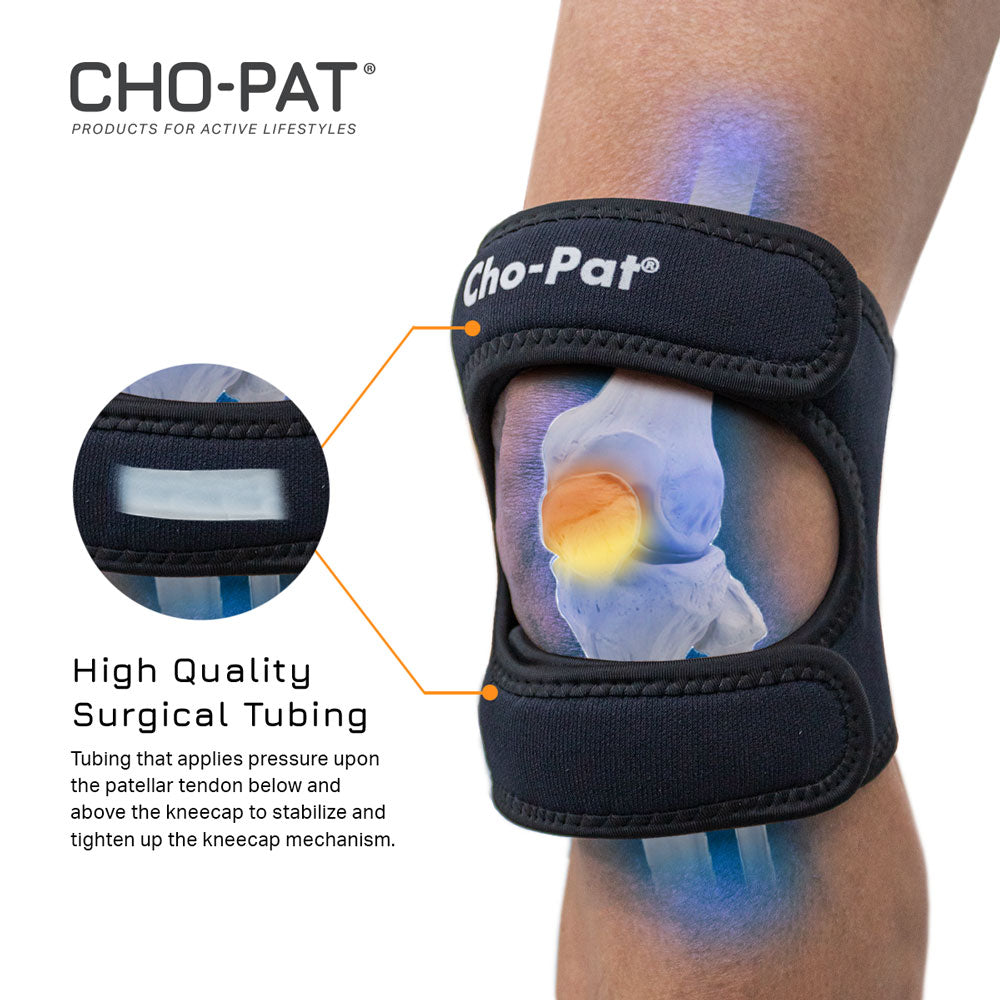 Cho-Pat Dual Action Knee Strap on knee 